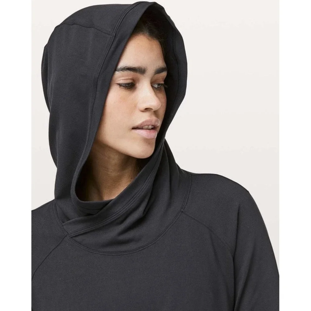 Lululemon Hoodie Womens 12 Navy  Blue Stretch Performance Thumbholes Athletic